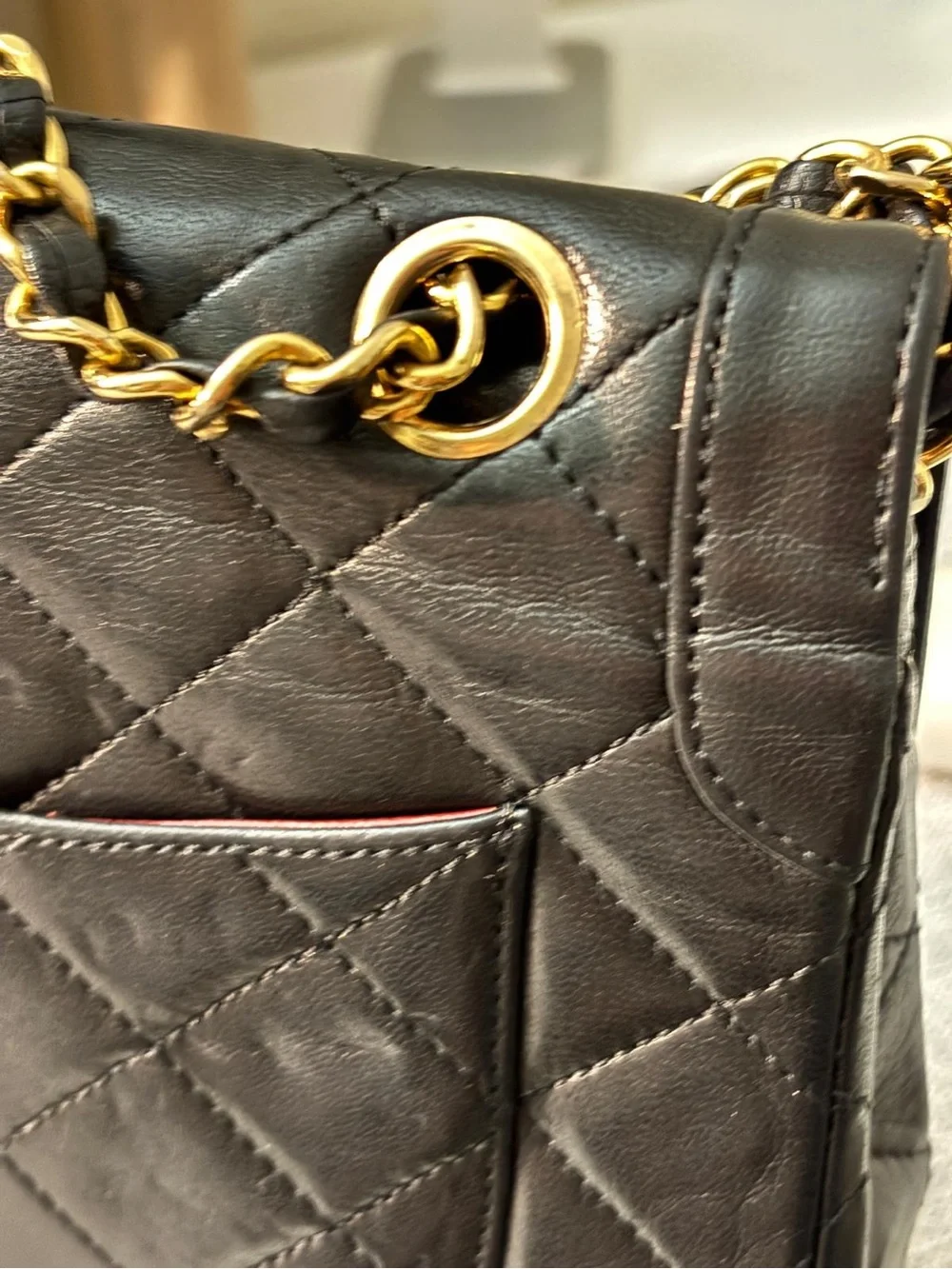 Vintage CHANEL Dual Tone Classic Double Flap Bag CC Chain Shoulder Bag